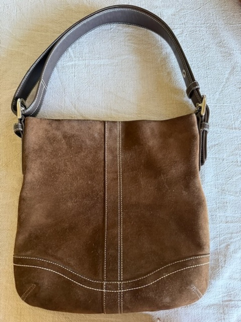 Coach Y2K Brown Suede Leather Shoulder Crossbody Bag